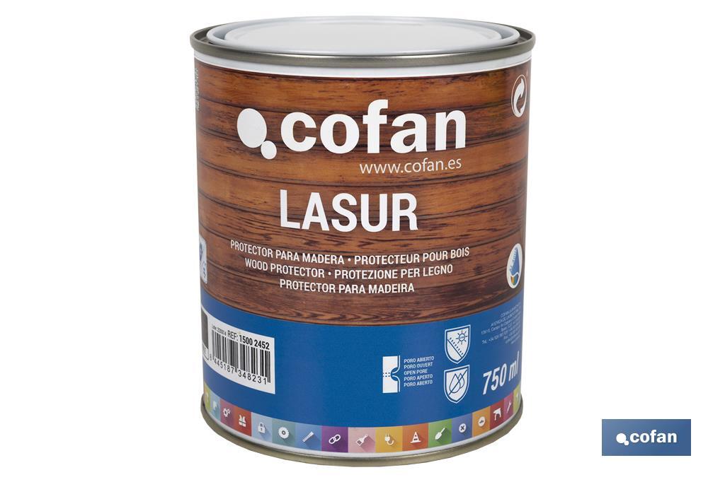 Lasur Protector al Agua para Madera | Acabado Mate | Diferentes Tamaños y Colores - Cofan