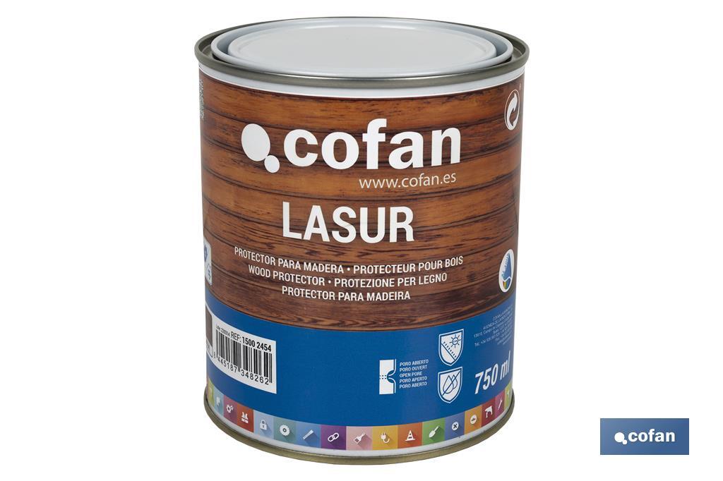 Lasur Protector Aquoso para Madeira | Acabamento Mate | Diferentes Tamanhos e Cores - Cofan