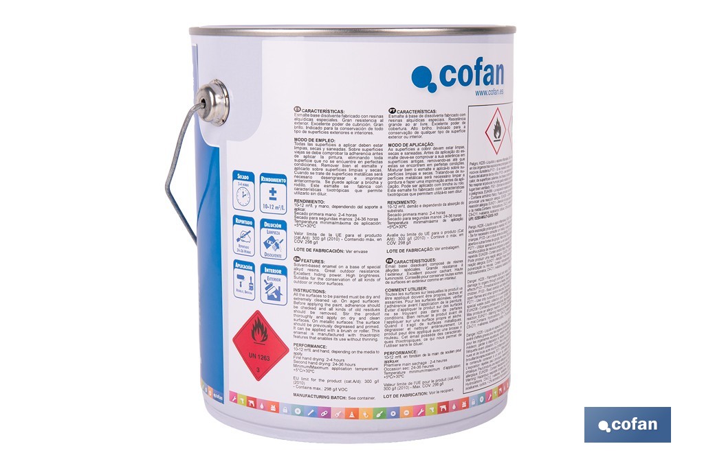 Synthetic enamel | Several colours | 125ml, 375ml, 750ml or 4L - Cofan
