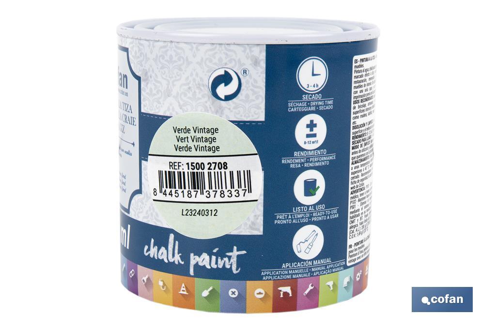 Pintura a la tiza chalk paint | Adecuada para restauración y decoración de muebles | Diferentes capacidades | Varios colores - Cofan