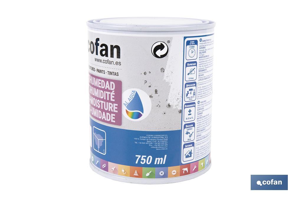 Pintura antihumedad al agua en blanco mate | Solución para paredes y techos | Diferentes capacidades - Cofan