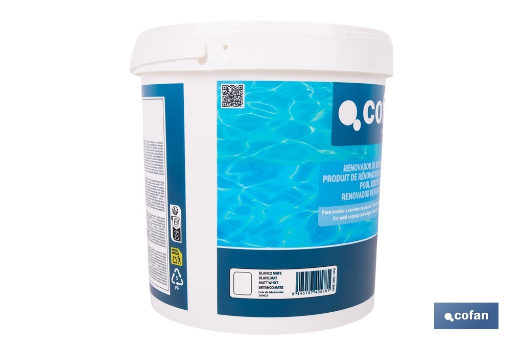 Pintura antideslizante para bordes de piscina | Impermeable, color blanco mate | Capacidad de 4 litros - Cofan
