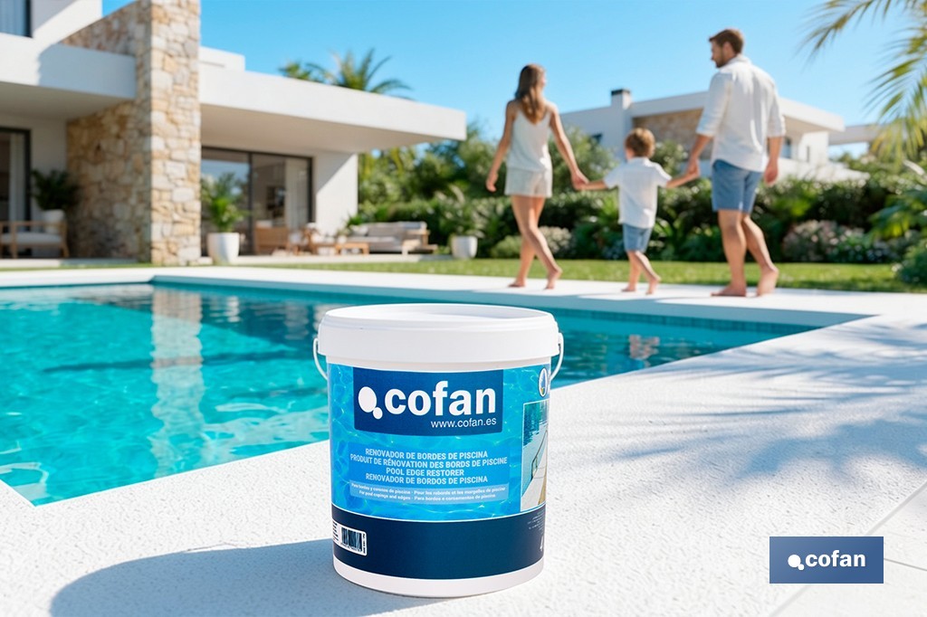 Pintura antideslizante para bordes de piscina | Impermeable, color blanco mate | Capacidad de 4 litros - Cofan