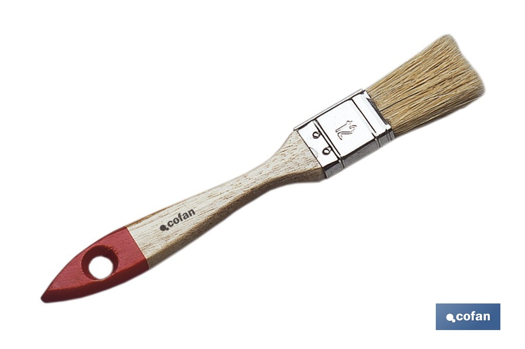 Brush with triple thickness | Waxed and varnished beechwood handle | DIY works - Cofan