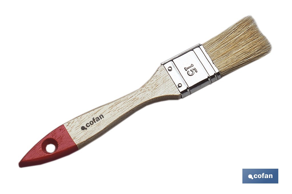 Brush with triple thickness | Waxed and varnished beechwood handle | DIY works - Cofan