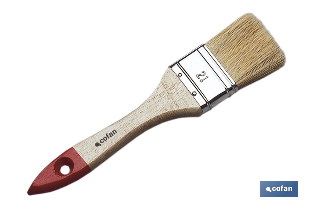 Brush with triple thickness | Waxed and varnished beechwood handle | DIY works - Cofan