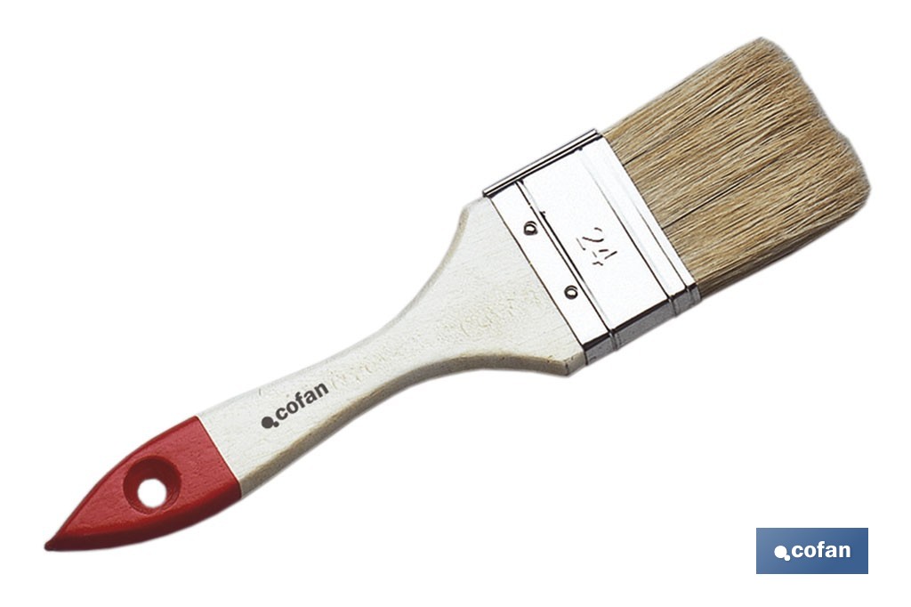 Brush with triple thickness | Waxed and varnished beechwood handle | DIY works - Cofan