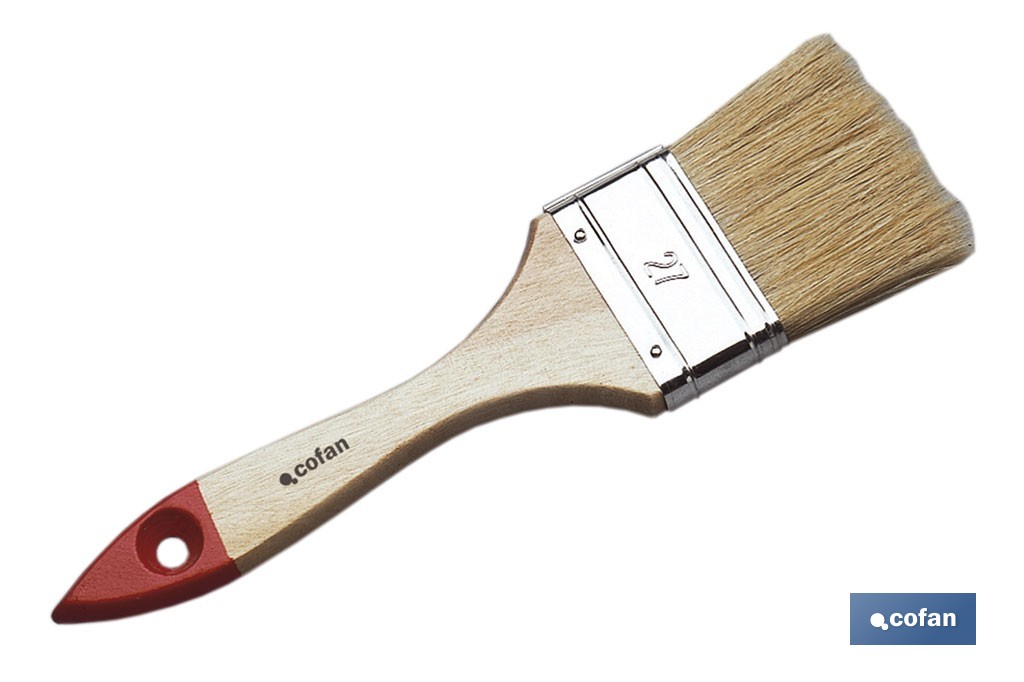 Brush with triple thickness | Waxed and varnished beechwood handle | DIY works - Cofan