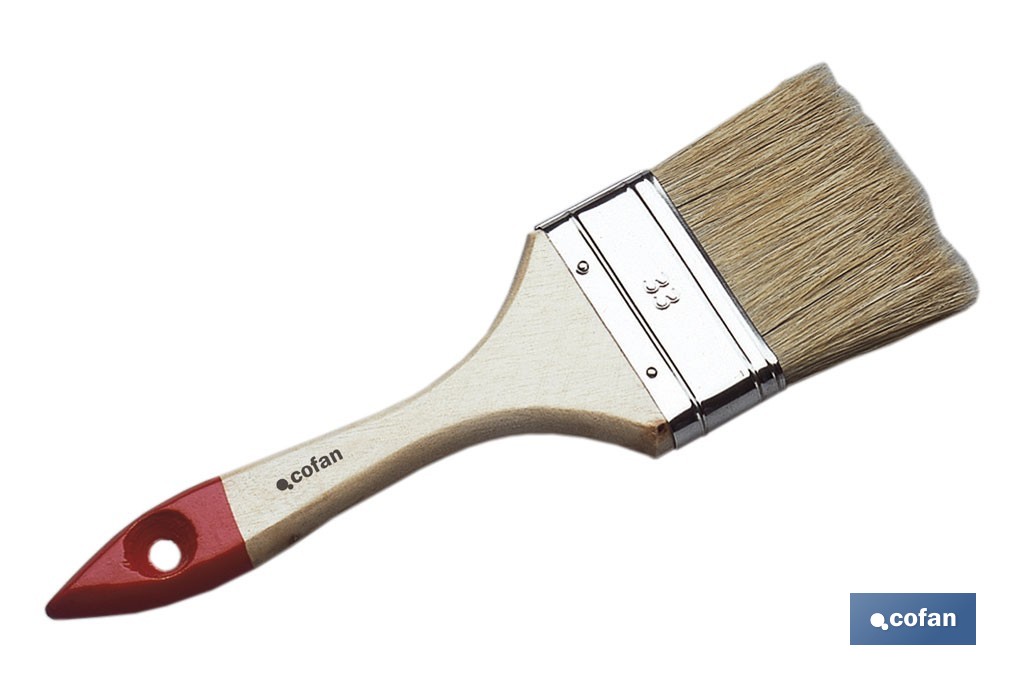 Brush with triple thickness | Waxed and varnished beechwood handle | DIY works - Cofan