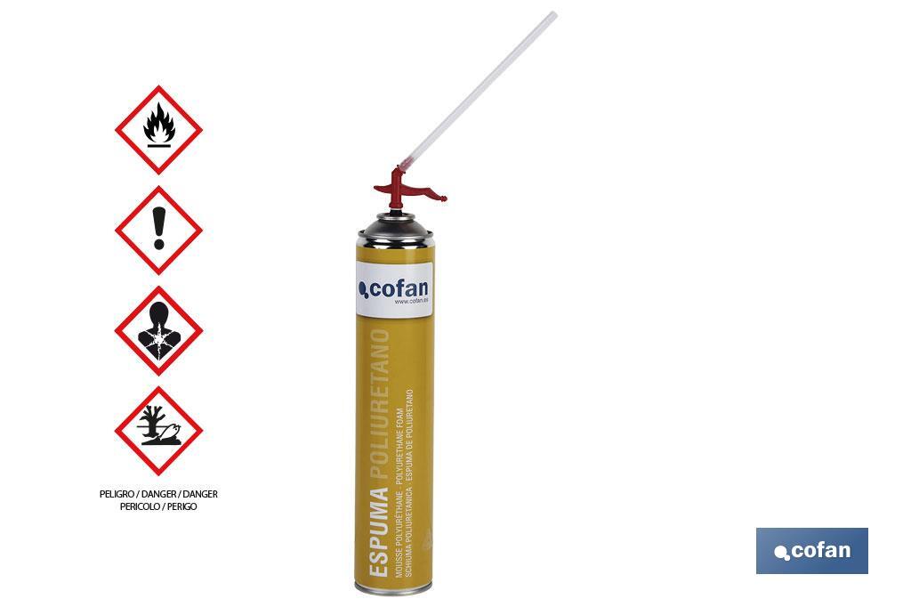 Schiuma poliuretanica | Bomboletta da 750 ml | Applicazione manuale con cannuccia espandente 45 L - Cofan