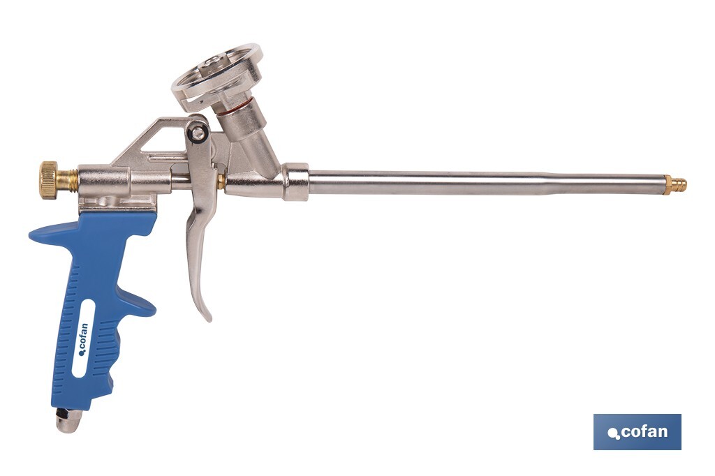 Pistolet pour Mousse de Polyuréthane Ultra | Manche ergonomique | Dimensions : 18 cm x ø2 mm - Cofan