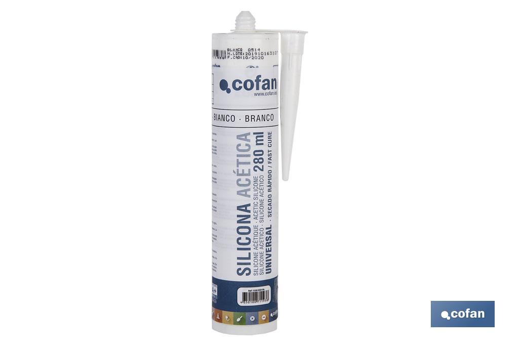 Acetoxy silicone sealant | Clear coloured | Cartridge of 280ml - Cofan