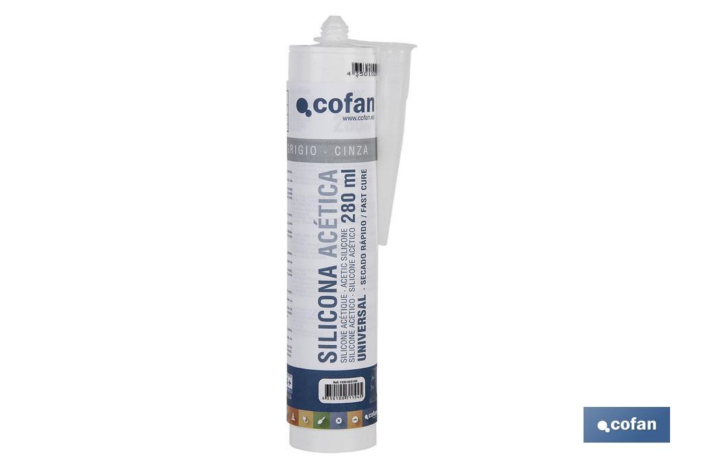 Acetoxy silicone sealant | Clear coloured | Cartridge of 280ml - Cofan