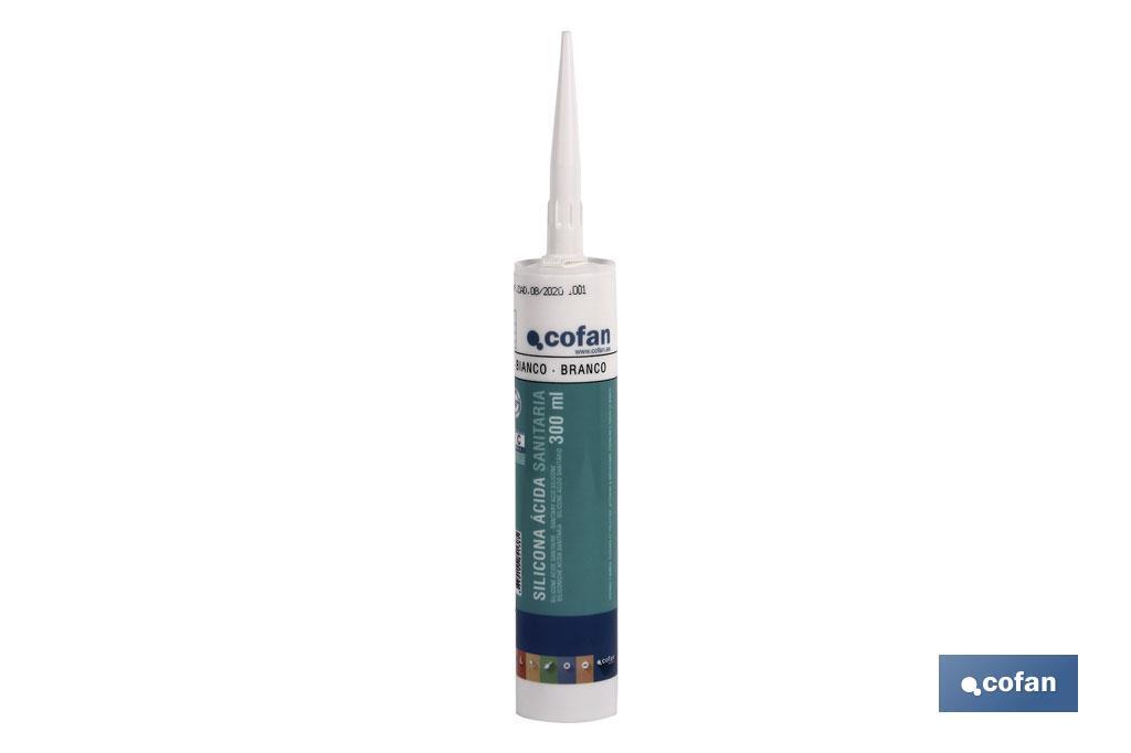 Acetic silicone sealant | White | Cartridge of 300ml - Cofan