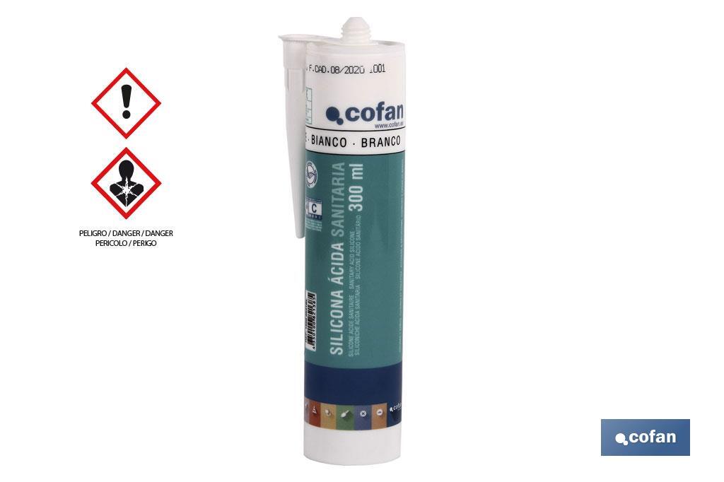 Silicone acido per sanitari | Colore bianco | Cartuccia da 300 ml - Cofan