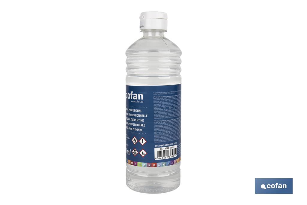 Professional turpentine | Available with two capacities: 500ml or 1 litre | Ideal to dissolve - Cofan