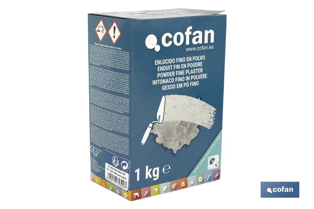 Gesso em Pó Fino | Para Uso em Exterior | Formato de 1 e 5 kg - Cofan