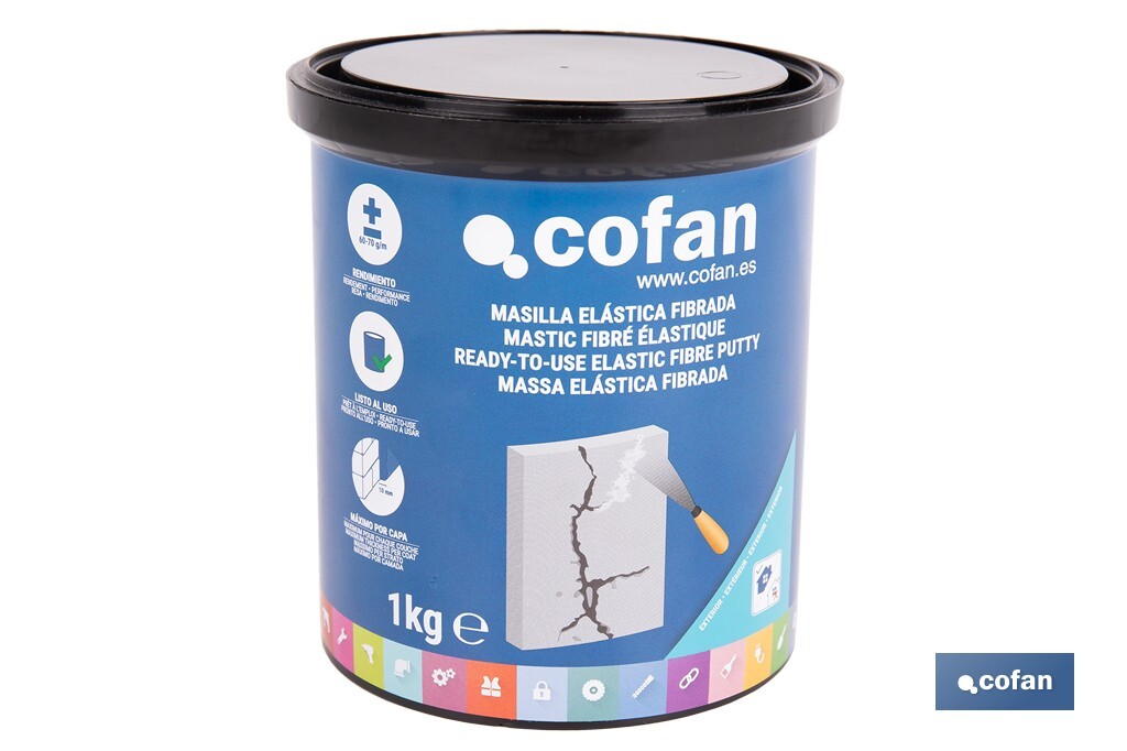 Mastic fibré élastique | Pour une utilisation en extérieur | Format de 1 et 5 kg - Cofan