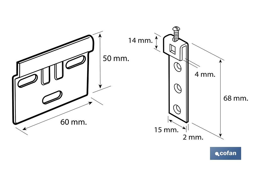  Set gancio per armadi | Rifiniture zincate | Dimensioni: 60 mm  - Cofan