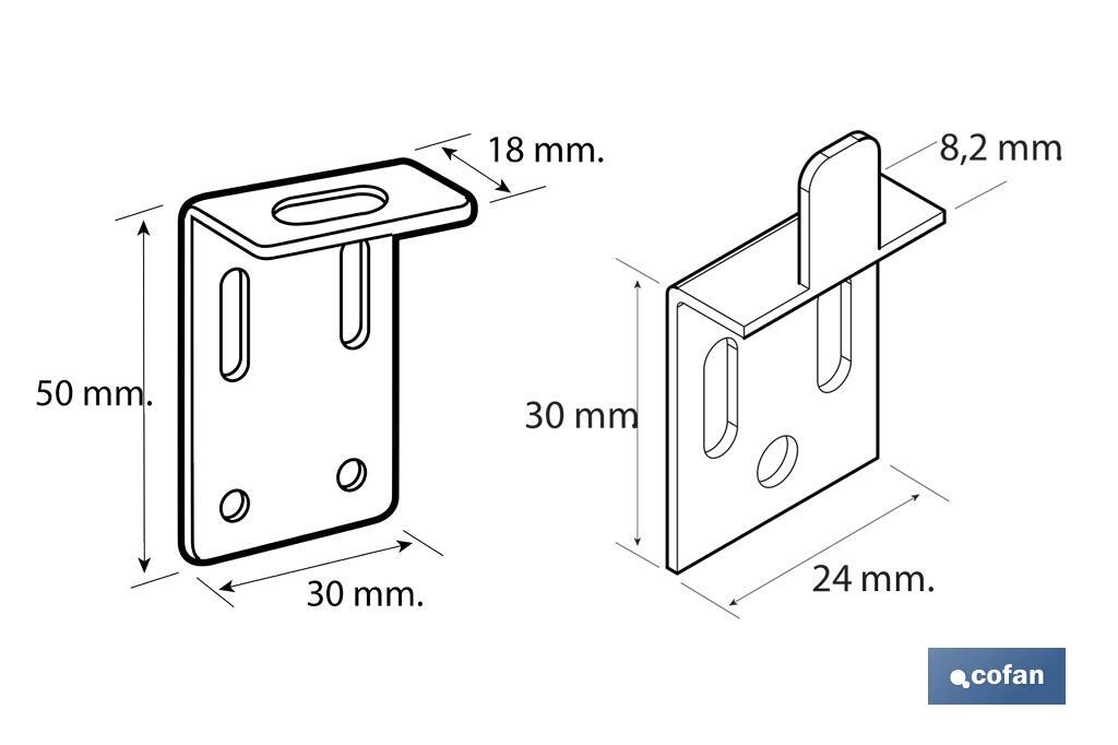 Set Colgador de Escuadra para Espejos | Medida: 30 mm | Acero Galvanizado - Cofan