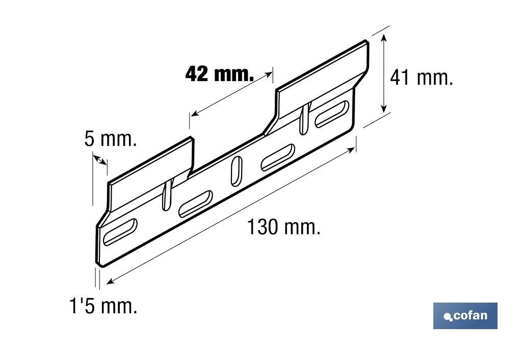 Placa Dupla para Pendurar e Fixar em Mobiliário | Medidas: 130 mm e Oco: 42 mm - Cofan