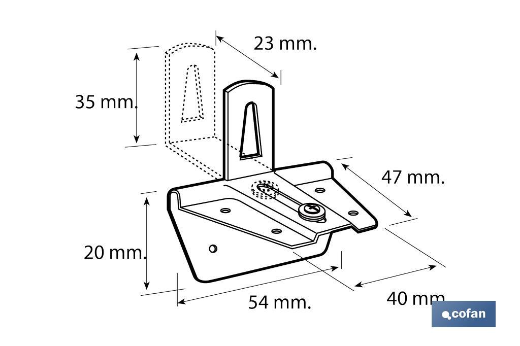 Cabinet hanger with 90° regulator | Zinc-plated Steel | Suitable for kitchen units  - Cofan