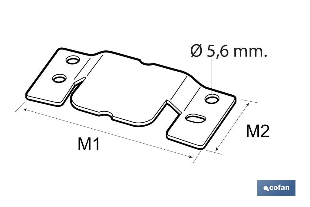 Chapa de Fixação | Unir partes de Mobiliario Pesado | Medidas: 100 x 47 mm - Cofan