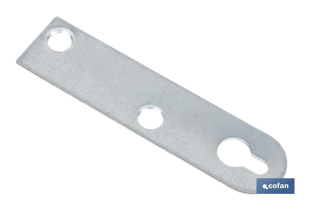 Chapa de suporte tipo Boca chave| Medida: 17 x 70 mm | Para suporte de objetos - Cofan