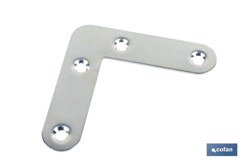 Flat corner plate | Zinc-plated steel | Available in different sizes - Cofan