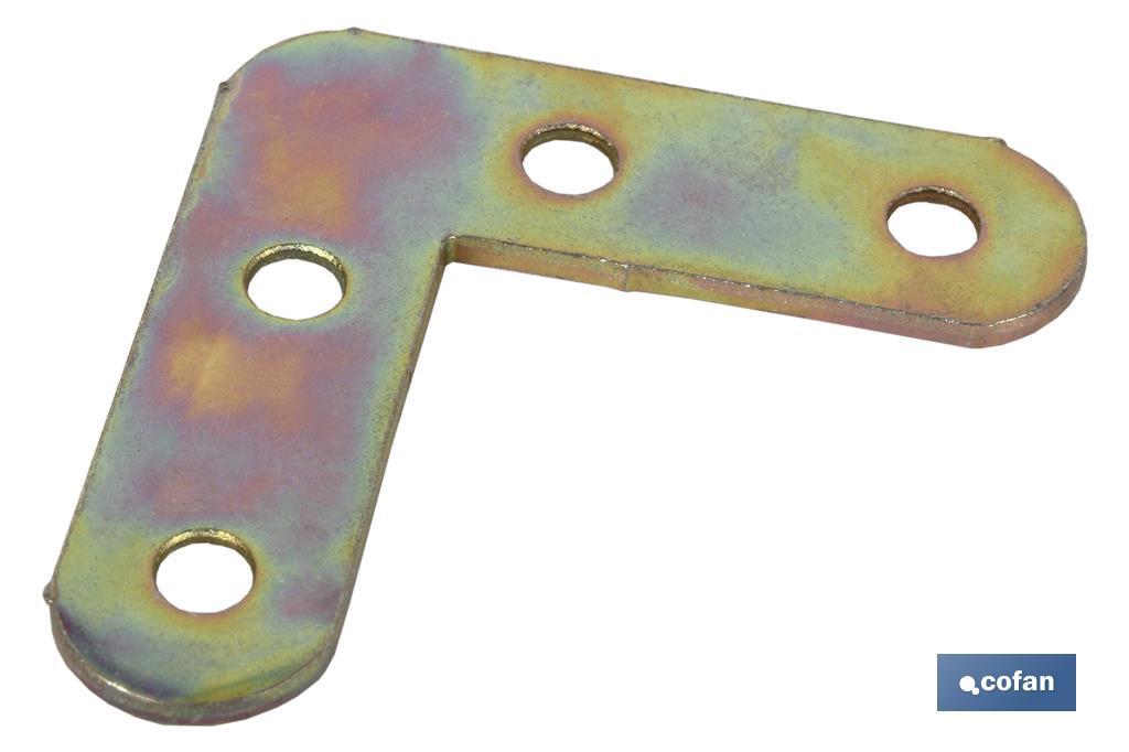 Flat corner plate | Zinc-plated steel | Available in different sizes - Cofan