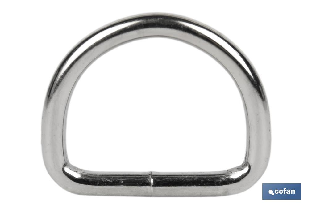 Anneau soudé en forme de D pour la fixation de auvents et de bâches | Dimensions de Ø4 mm x 25 mm - Cofan