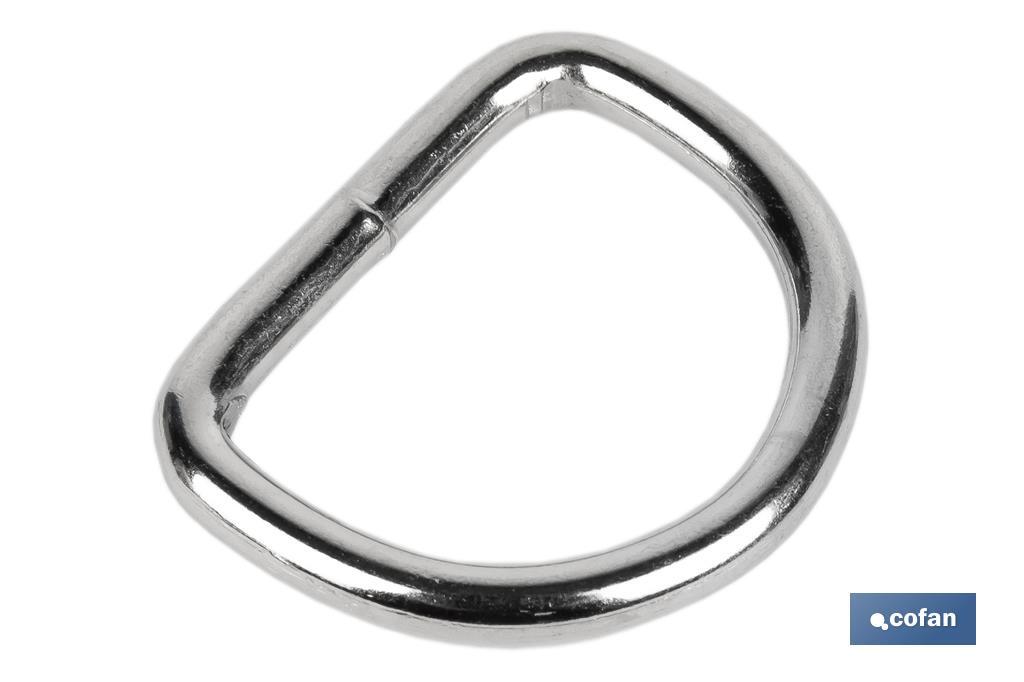 Anneau soudé en forme de D pour la fixation de auvents et de bâches | Dimensions de Ø4 mm x 25 mm - Cofan