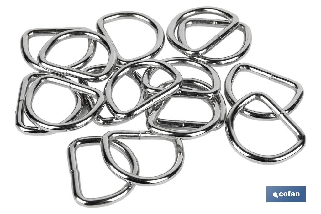 Anneau soudé en forme de D pour la fixation de auvents et de bâches | Dimensions de Ø4 mm x 25 mm - Cofan