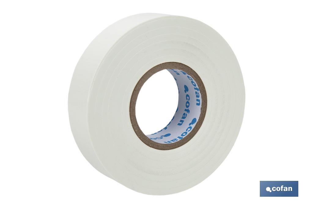 Insulating tape 180 microns | White | Resistant to voltage, heat and different acids and alkaline materials - Cofan