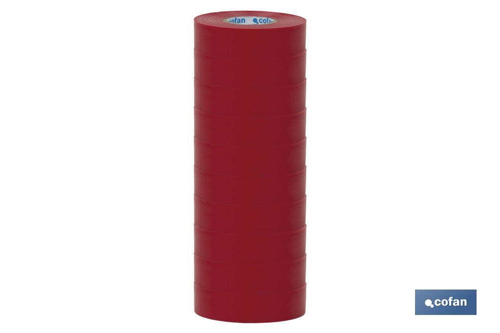 Insulating tape 180 microns | Red | Resistant to voltage, heat and different acids and alkaline materials - Cofan