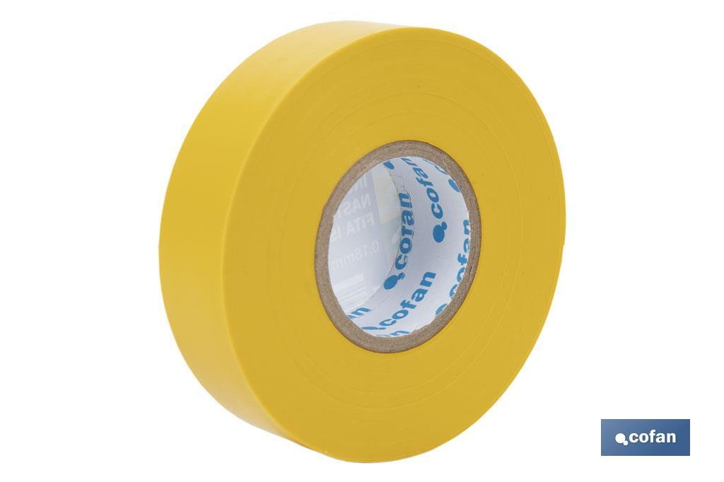 Insulating tape 180 microns | Yellow | Resistant to voltage, heat and different acids and alkaline materials - Cofan