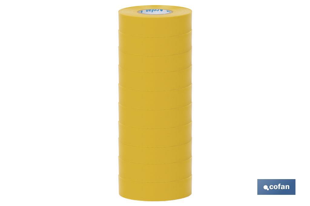 Insulating tape 180 microns | Yellow | Resistant to voltage, heat and different acids and alkaline materials - Cofan