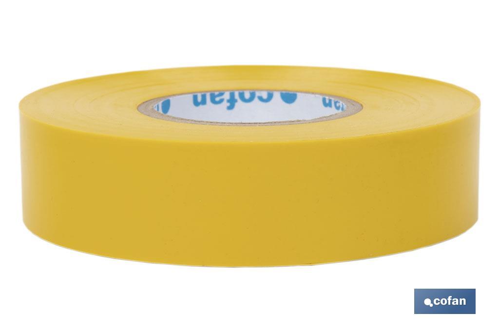 Insulating tape 180 microns | Yellow | Resistant to voltage, heat and different acids and alkaline materials - Cofan