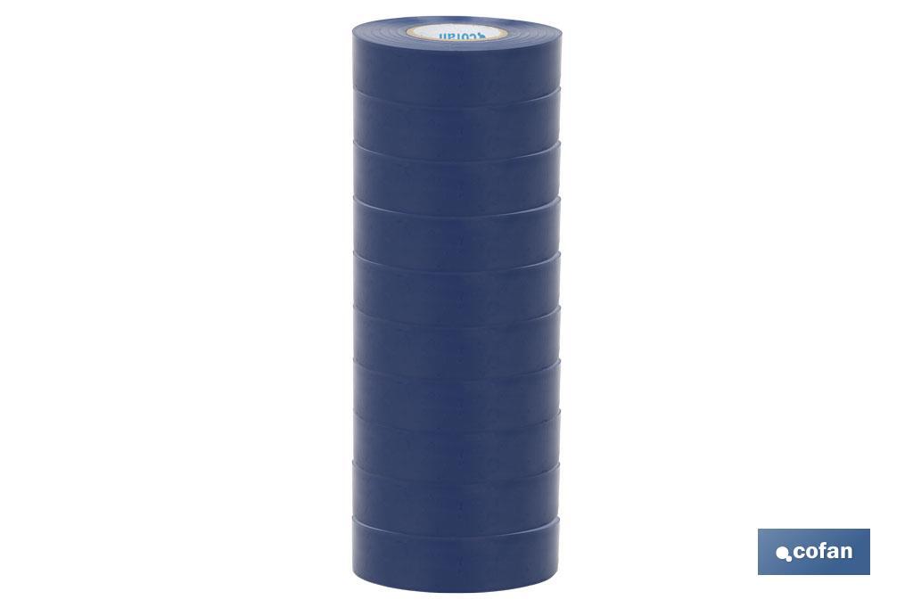 Insulating tape 180 microns | Blue | Resistant to voltage, heat and different acids and alkaline materials - Cofan