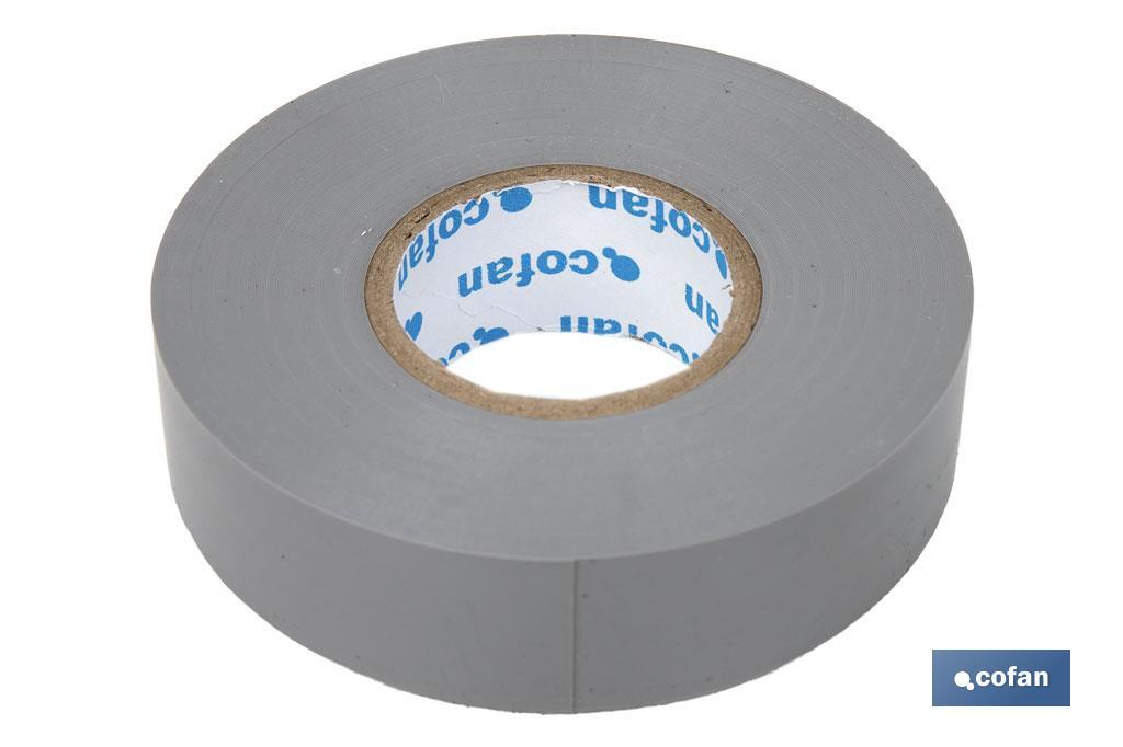 Insulating tape 180 microns | Grey | Resistant to voltage, heat and different acids and alkaline materials - Cofan