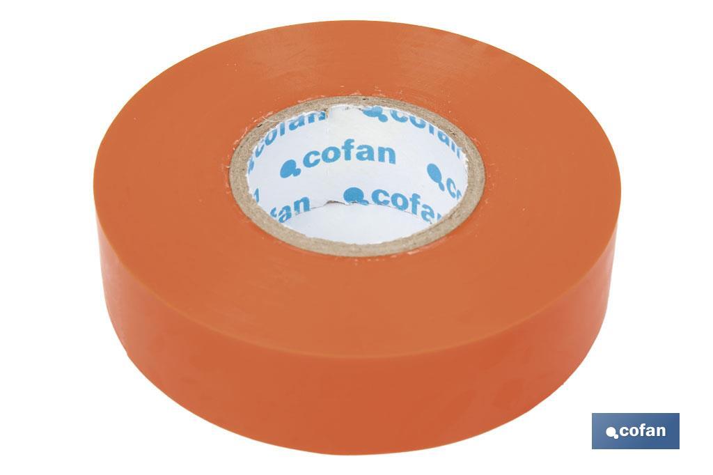 Insulating tape 180 microns | Orange | Resistant to voltage, heat and different acids and alkaline materials - Cofan