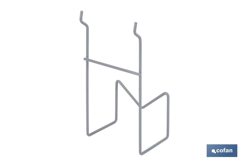 Support pour meuleuses | Conception légère et adaptable | Couleur : gris clair | Approprié pour les présentoirs Cofan | Dimensions : 110 x 80 x 200 mm - Cofan