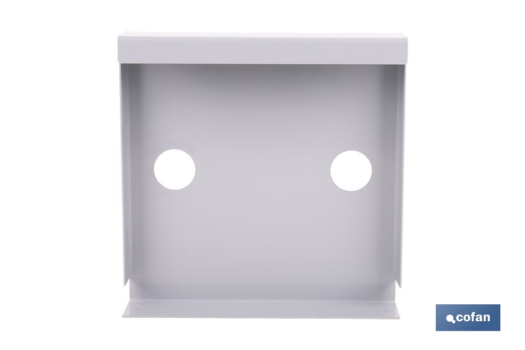 Bandeja metálica para exposición de grifería | Montaje horizontal o vertical | Medidas: 23,5 x 23,5 x 7,5 cm - Cofan