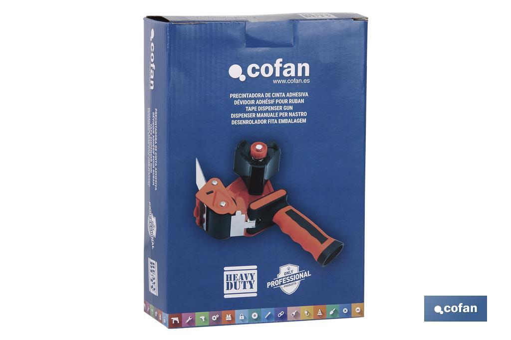 Precintadora de Cinta Adhesiva | Para cintas de hasta 50 mm de ancho | Mango bimaterial - Cofan