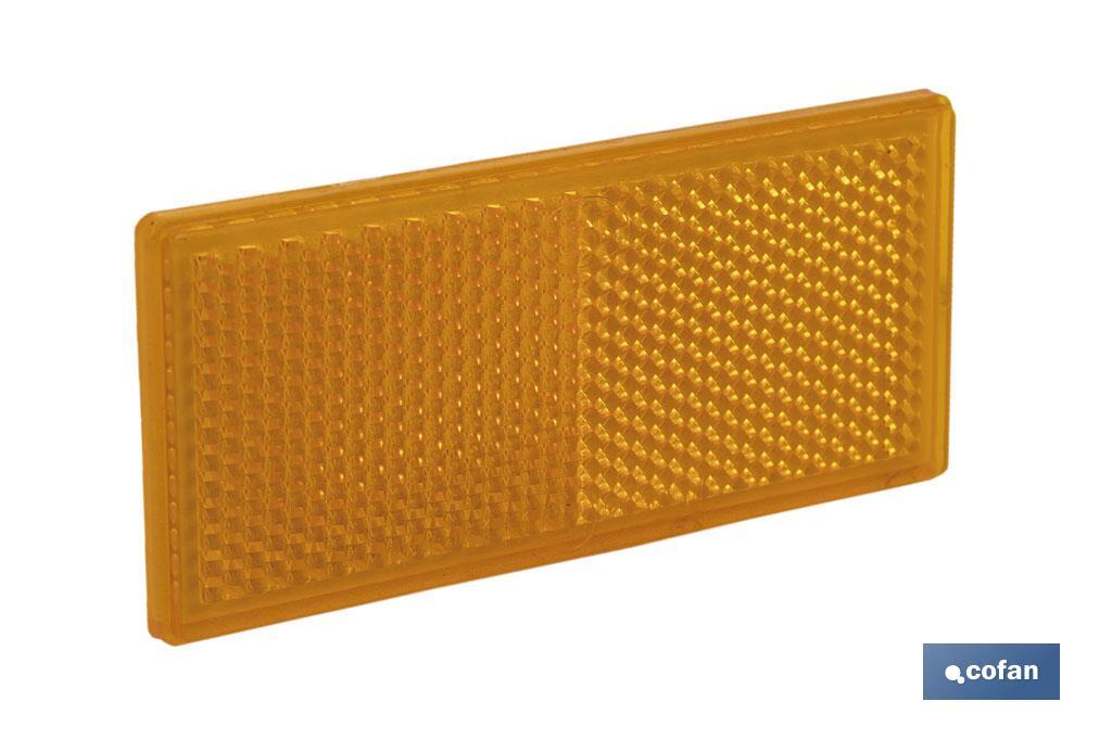 Catadióptrico Rectangular Autoadhesivo | Colores: ámbar y rojo | Medidas: 79 x 35 mm - Cofan