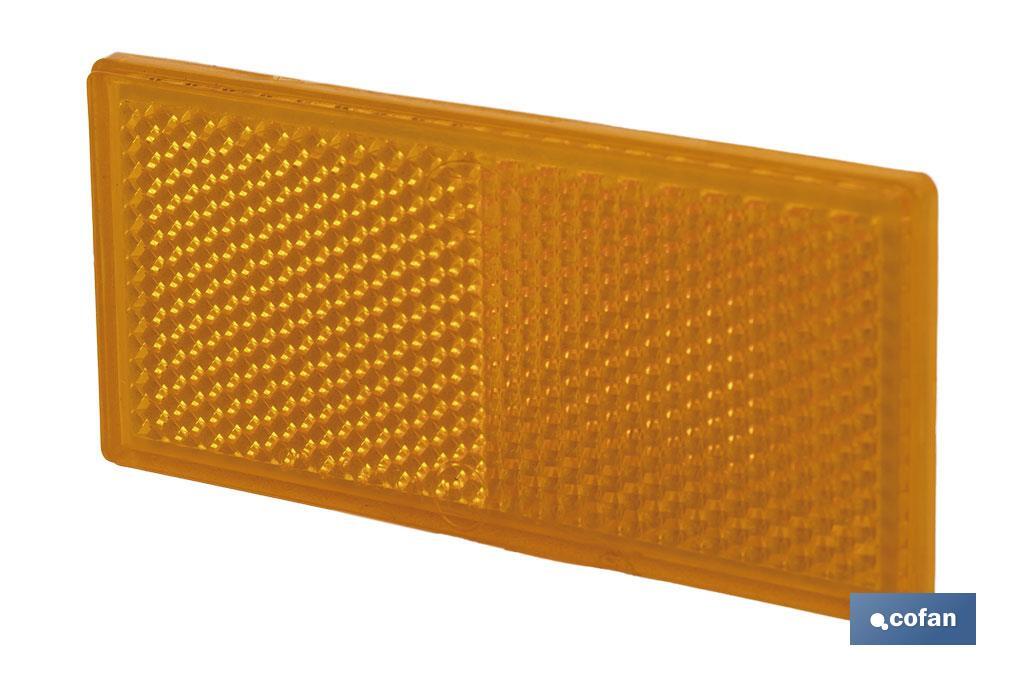 Catadióptrico Rectangular Autoadhesivo | Colores: ámbar y rojo | Medidas: 79 x 35 mm - Cofan