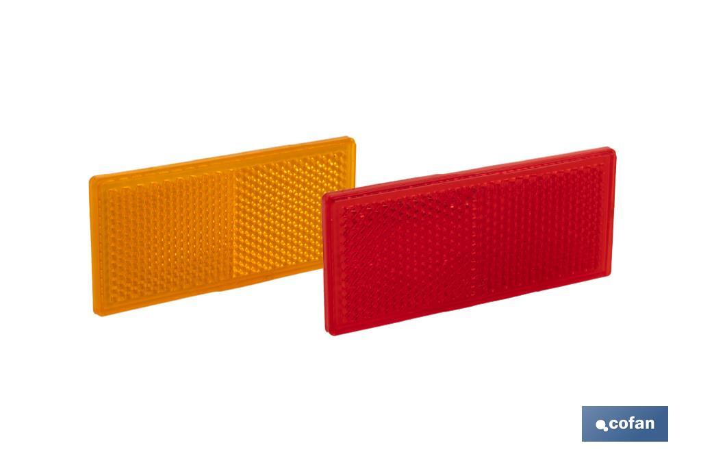 Catadióptrico Rectangular Autoadhesivo | Colores: ámbar y rojo | Medidas: 79 x 35 mm - Cofan