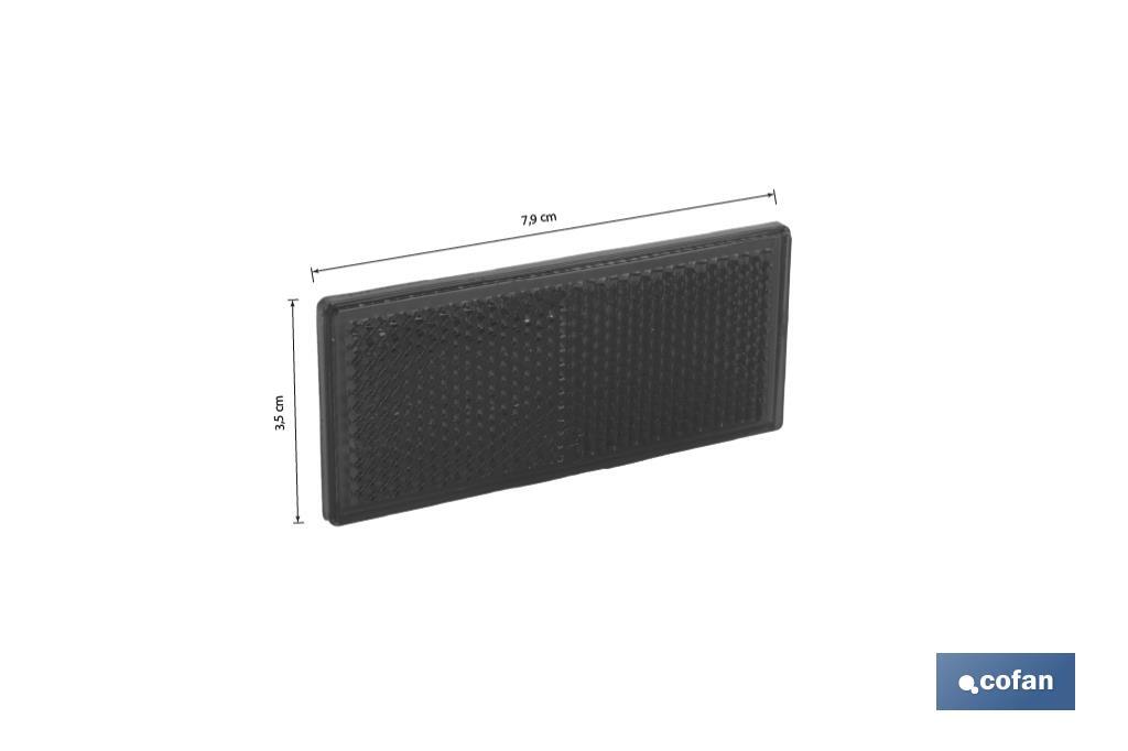 Catadióptrico Rectangular Autoadhesivo | Colores: ámbar y rojo | Medidas: 79 x 35 mm - Cofan