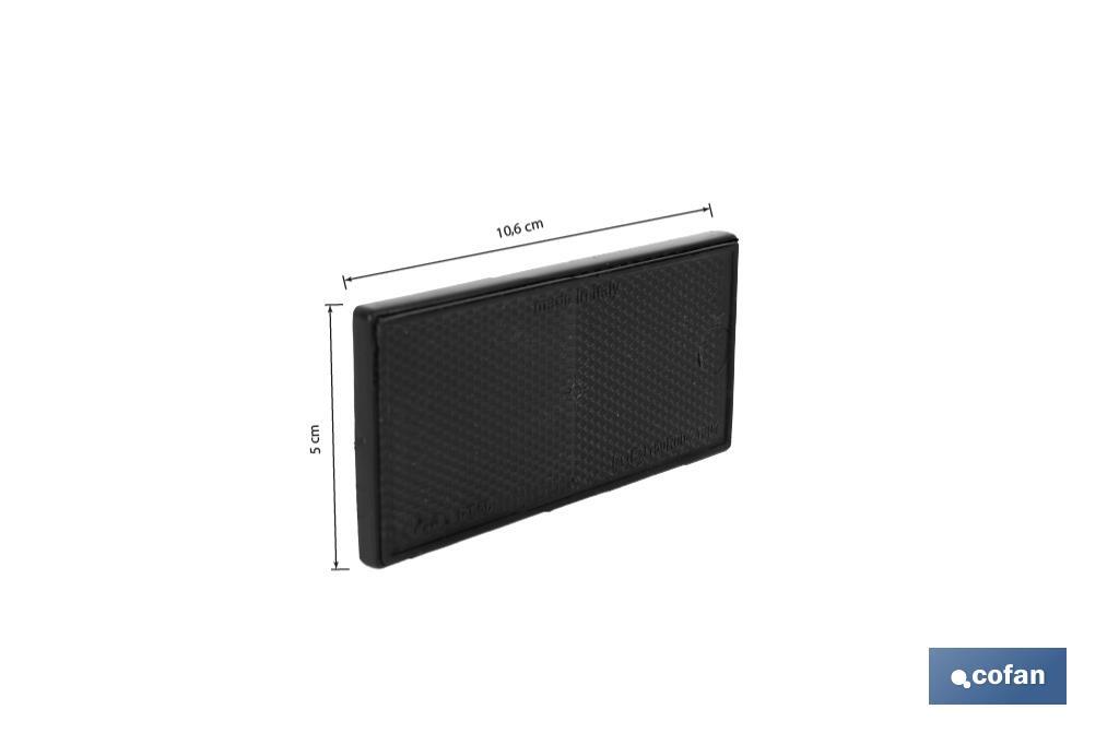 Catadióptrico rectangular con adhesivo para poner en vehículos | Medidas: 106 x 50 mm | Disponible en 3 colores - Cofan
