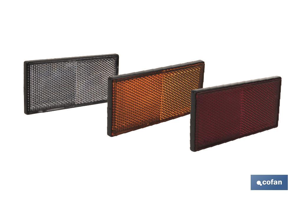 Catadióptrico rectangular con adhesivo para poner en vehículos | Medidas: 106 x 50 mm | Disponible en 3 colores - Cofan